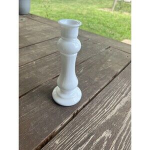 Vintage EO Brody USA White Milk Glass Bud Vase or Candle Stick Holder 8" Tall